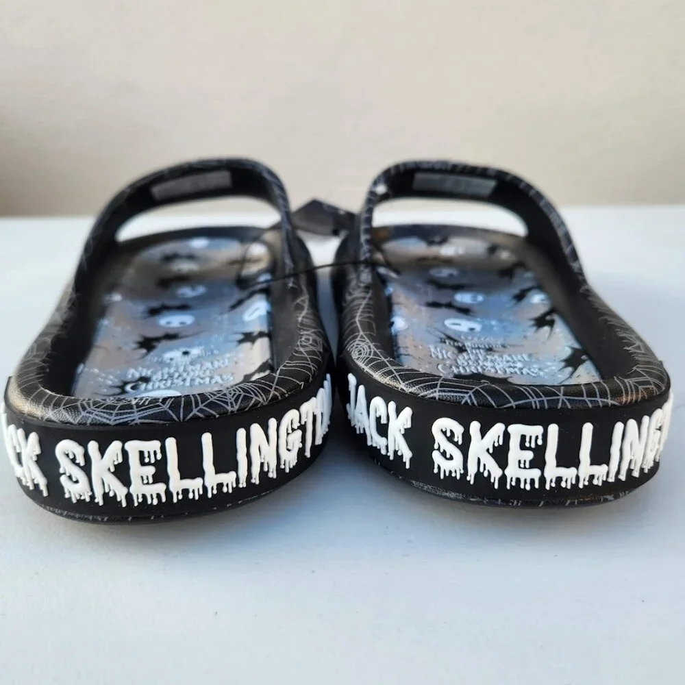 NEW Nightmare Before Christmas Men's Size 12 Sandals Slides Slippers Black White